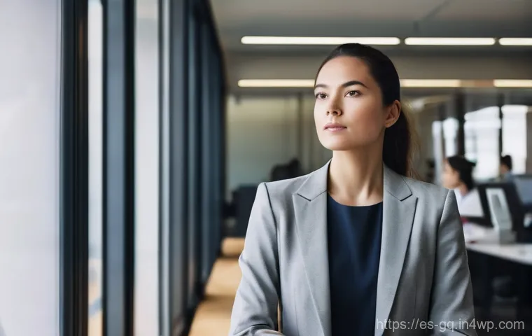 의식적 선택 훈련이 직장 스트레스에 미치는 영향 - **Prompt 1: The Mindful Pause in a Hectic Office**
A professional woman in her late 20s, dressed...