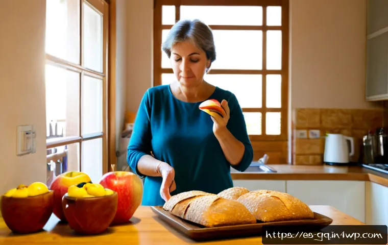 Home 17 의식적 선택 훈련의 실제 적용 사례 - Photorealistic morning scene in a bright Spanish apartment kitchen, a middle-aged woman calmly pausi...